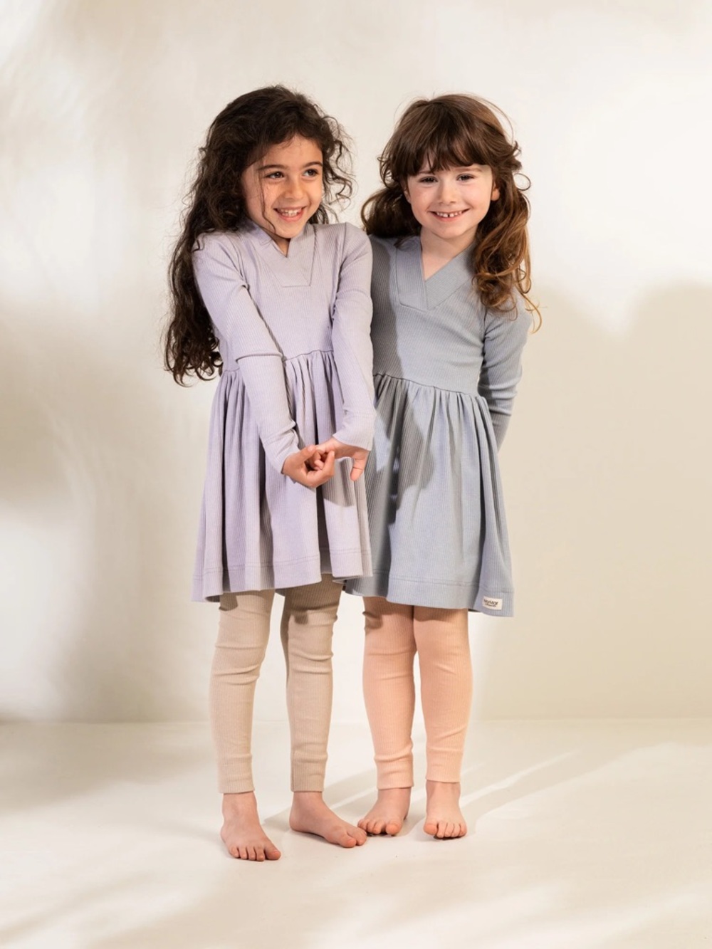 MarMar Copenhagen Girls' Long-Sleeve Ribbed Taupe Dress 6